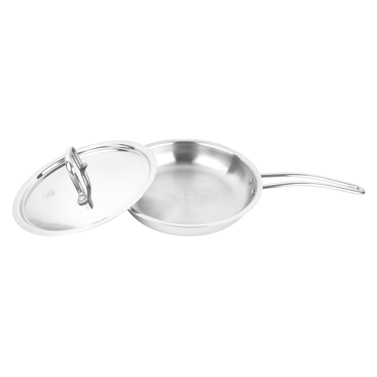 TRIMAX Triply Frying Pan 22 cm | Premium Stainless Steel Frypan with Oval Wire Handle | Induction Friendly & Durable