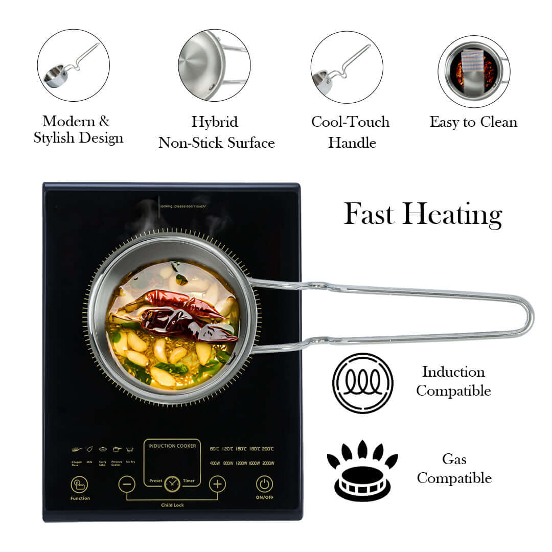 Elite Triply Stainless Steel Tadka Pan OmiChef