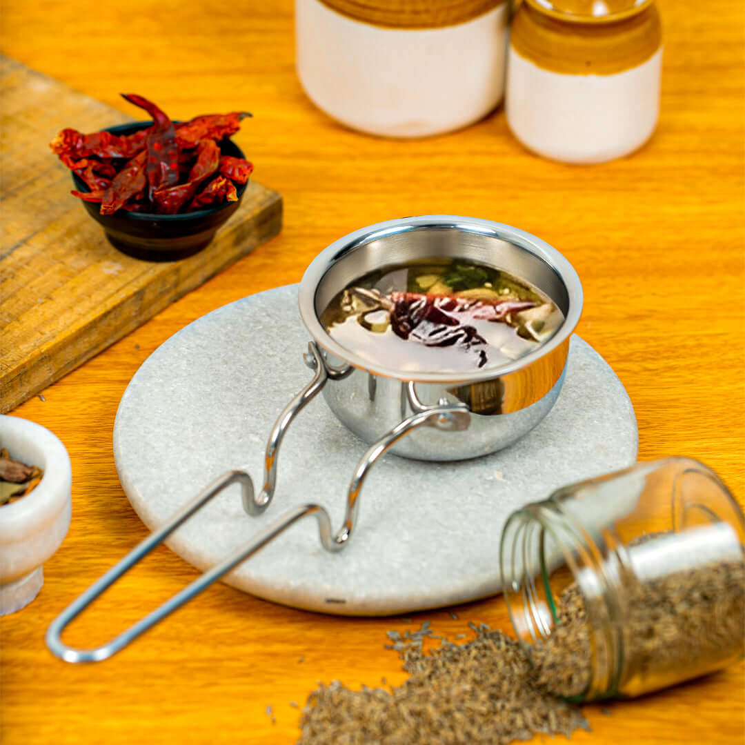 Elite Triply Stainless Steel Tadka Pan OmiChef