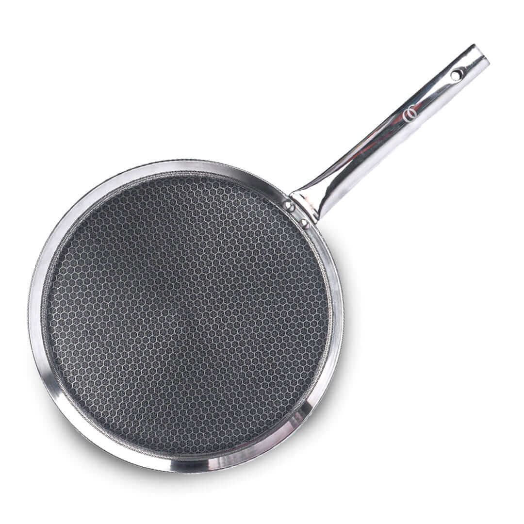 Triply Stainless Steel Dosa Tawa | 30 cm Flat Tawa | Induction & Gas Compatible | Rust-Free | Even Heating | Food-Grade Stainless Steel | Ideal for Dosa, Chilla, Paratha OmiChef