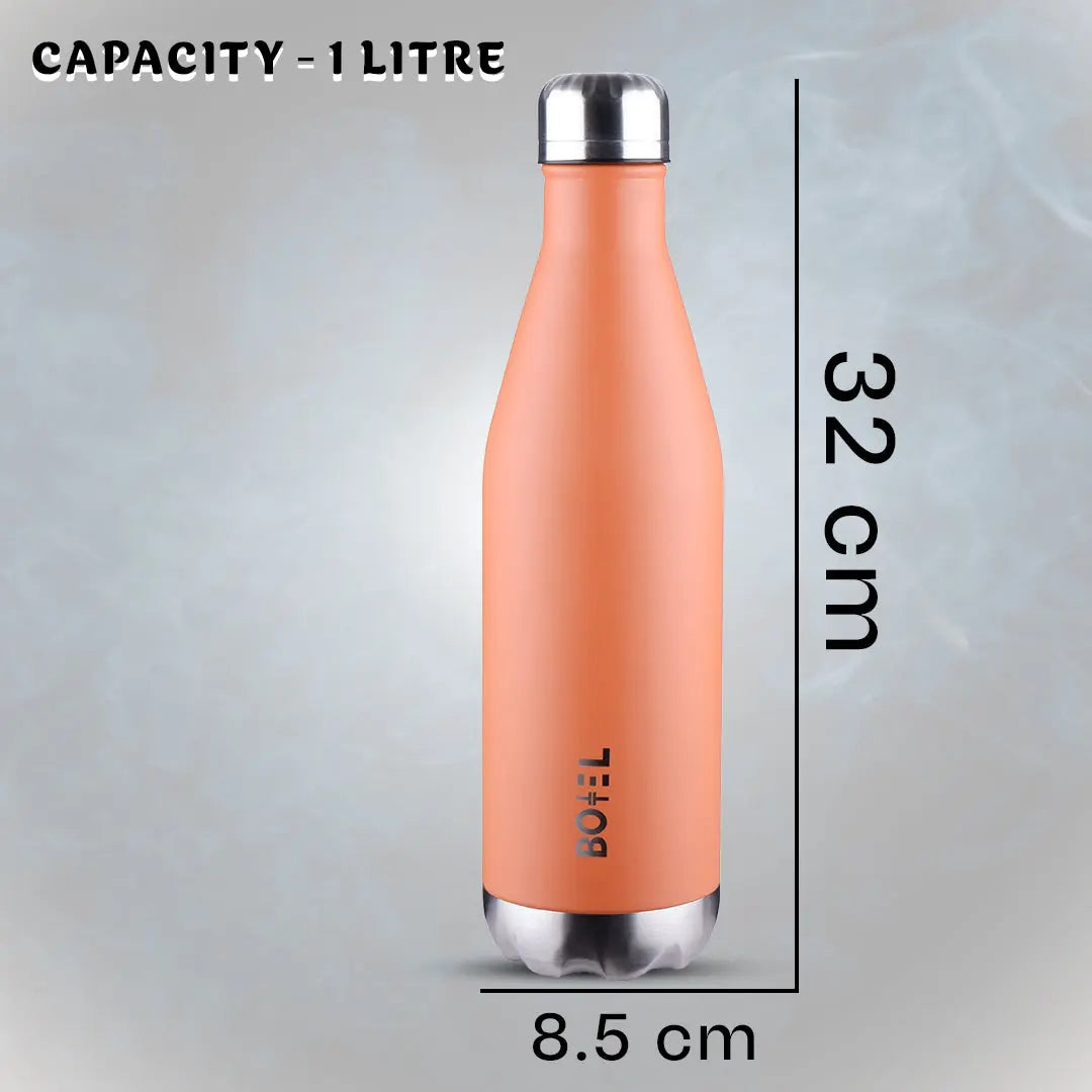 Thermosteel Water Bottle, 24 Hours Hot or Cold 1 Liter Flask Steel | Double Wall Water Bottle OmiChef