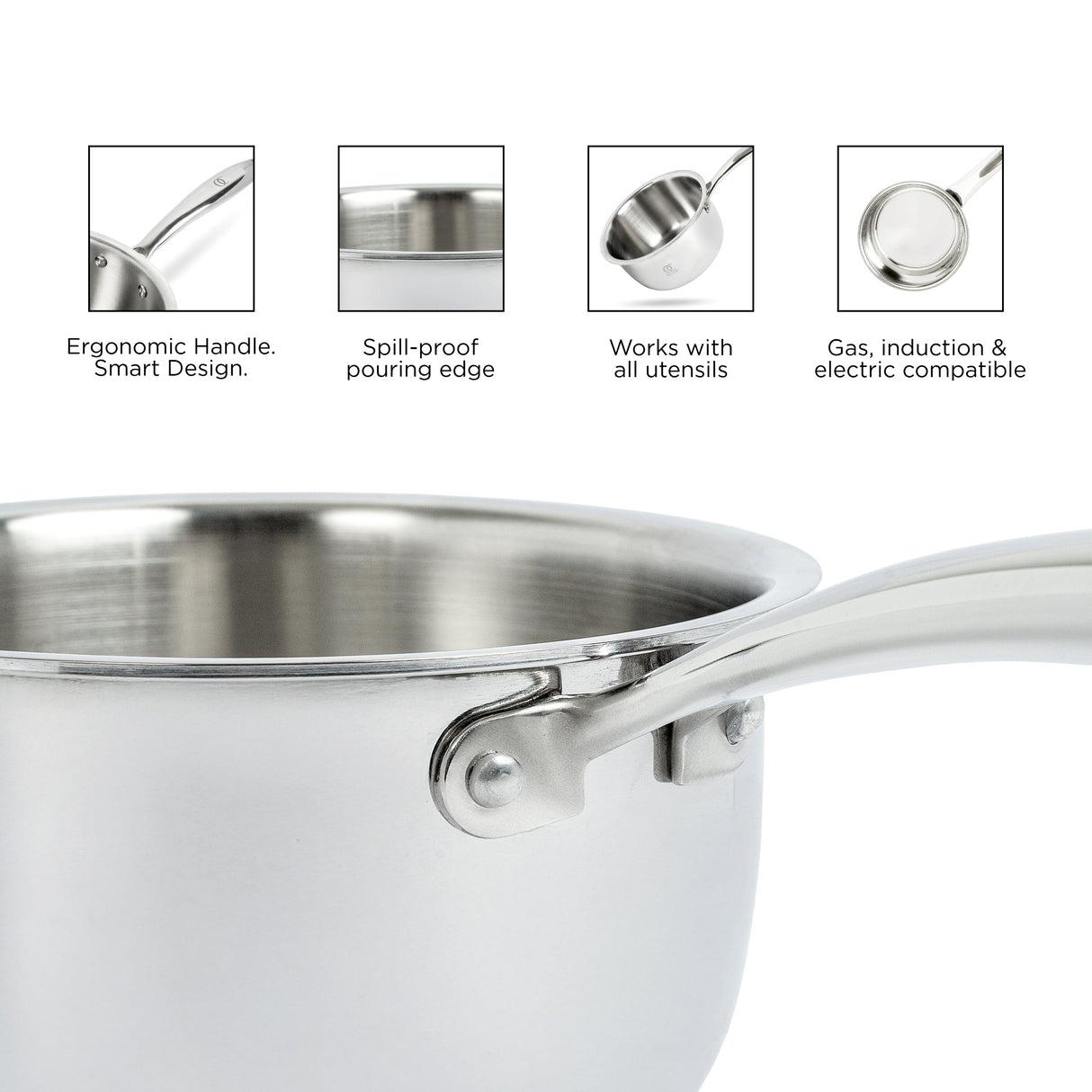 TRIMAX Triply Saucepan Set with Free Spatula- Premium Quality OmiChef