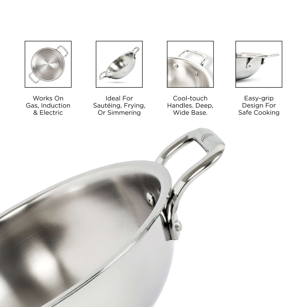 TRIMAX Premium Triply Kadai with Lid + Free Spatula, Premium Quality OmiChef