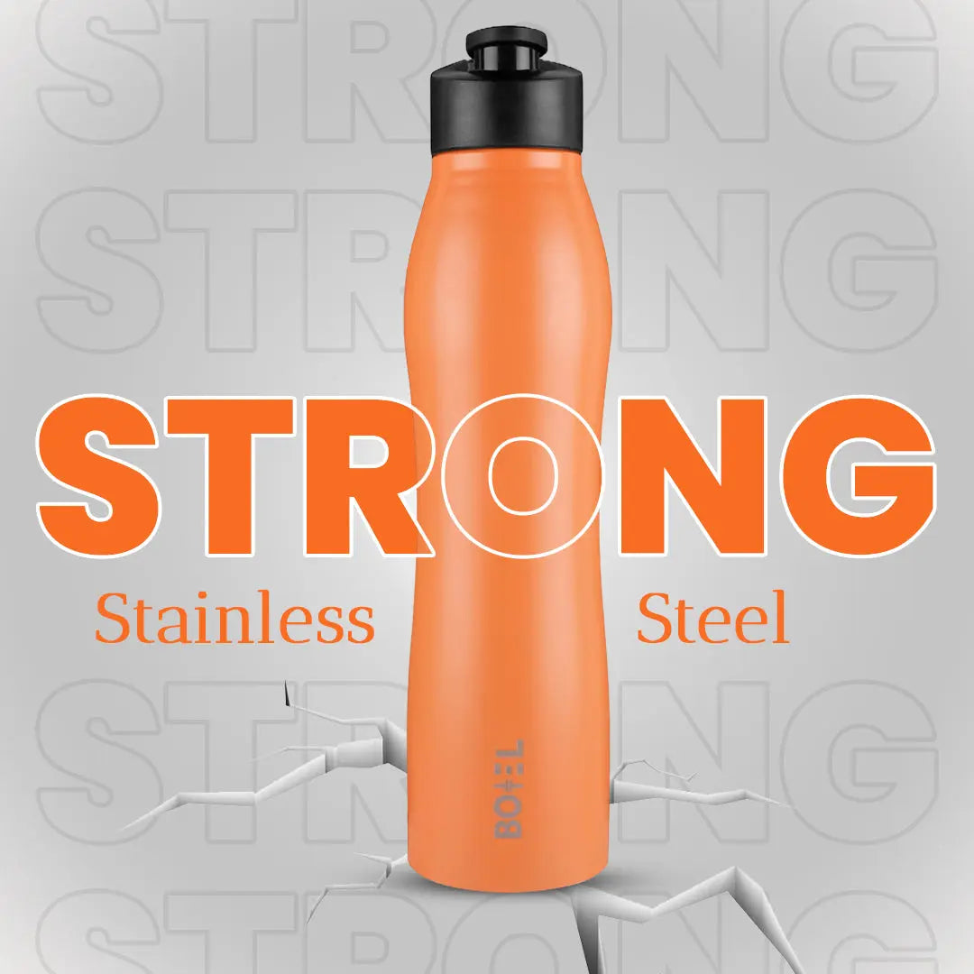 Vergo Stainless Steel Sports Water Bottle | Single Wall | 1 Litre | Pack Of 6 BOTTEL