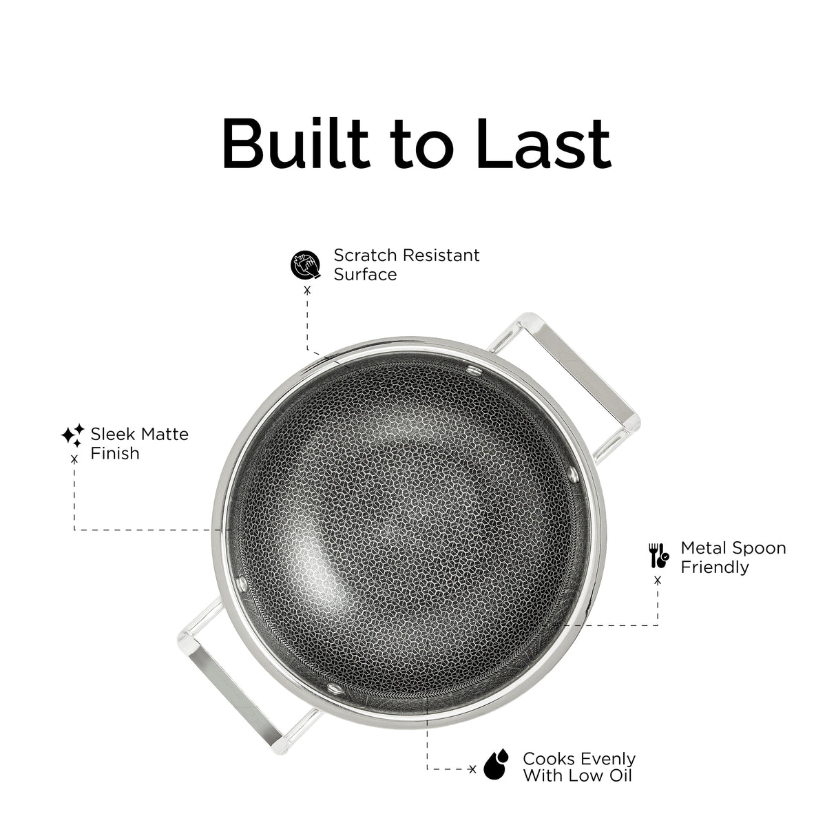 FLEX Triply HoneyComb Kadai with Free Spatula OmiChef