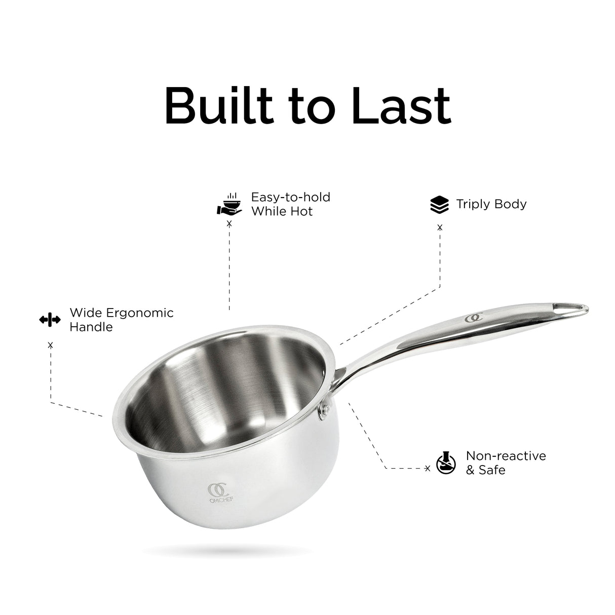 TRIMAX Triply Saucepan Set with Free Spatula- Premium Quality OmiChef