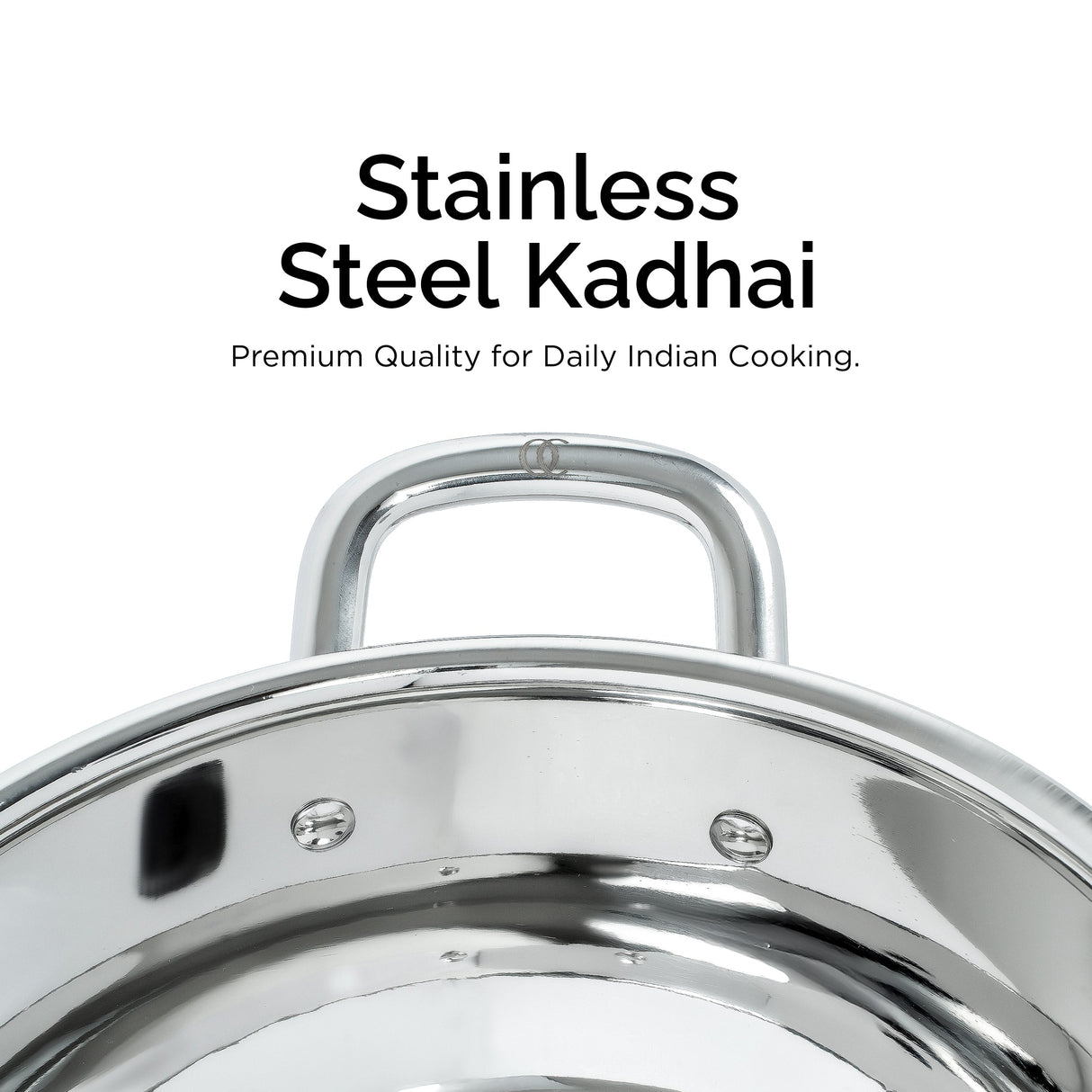 TRIO Stainless Steel Sandwich Bottom Kadai with Free Spatula OmiChef