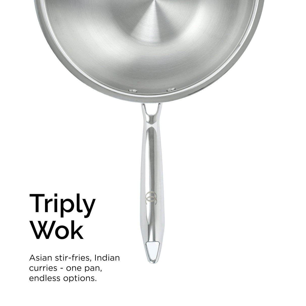 TRIMAX Triply Stainless Steel Wok with Lid with Free Spatula - Premium Quality OmiChef