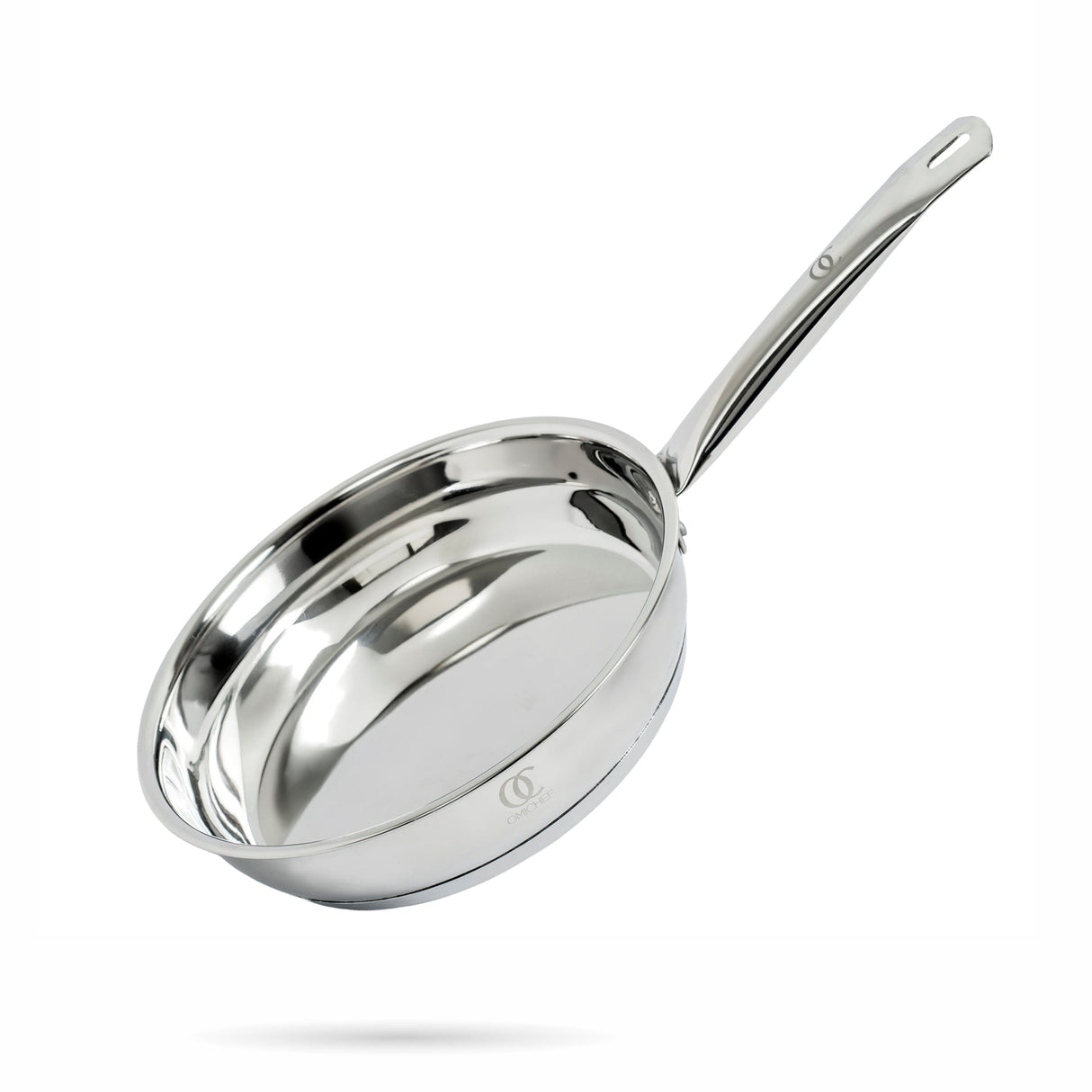 TRIO Sandwich Bottom Stainless Steel Frypan with Free Spatula -Induction Compatible OmiChef