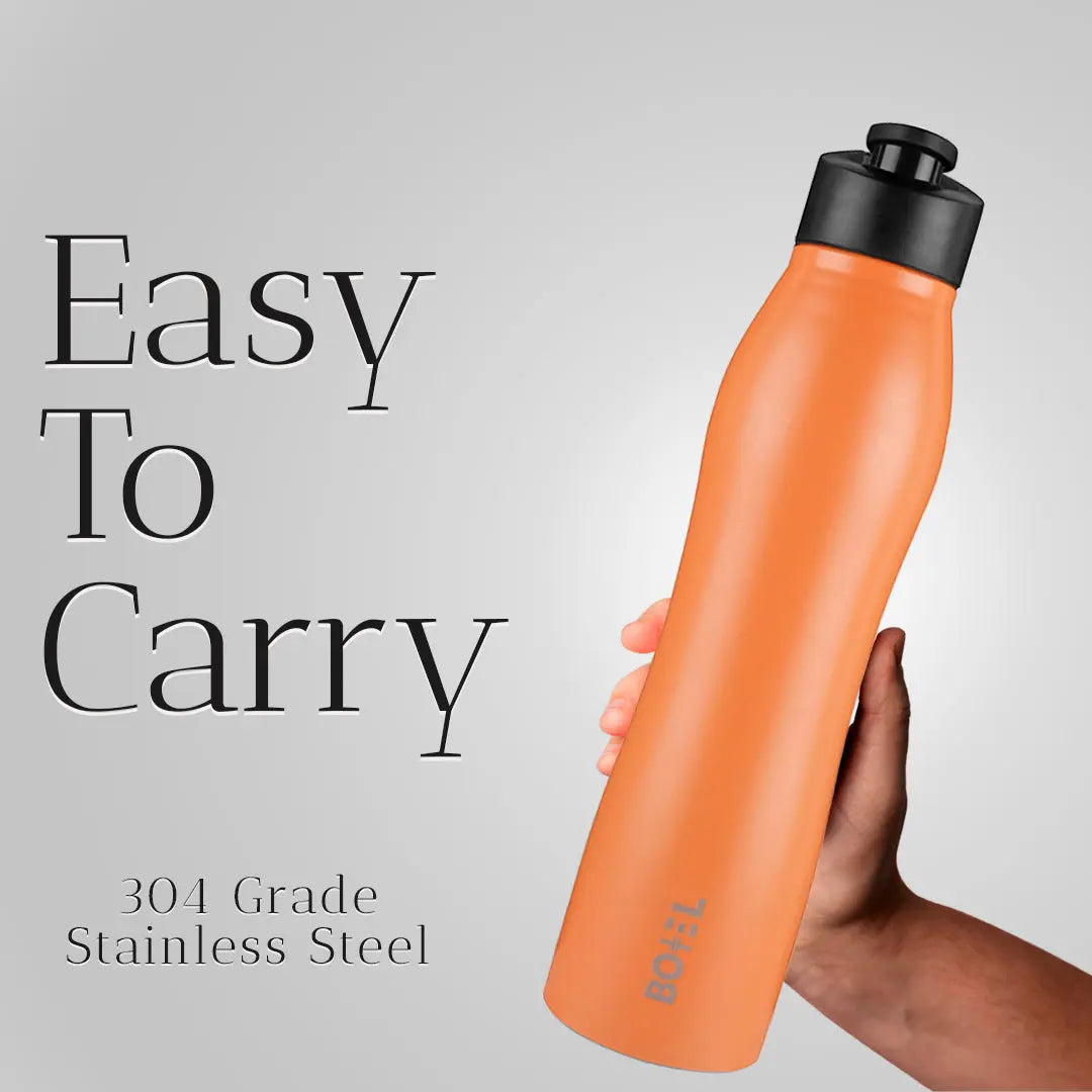 Vergo Stainless Steel Sports Water Bottle | Single Wall | 1 Litre | Pack Of 6 BOTTEL