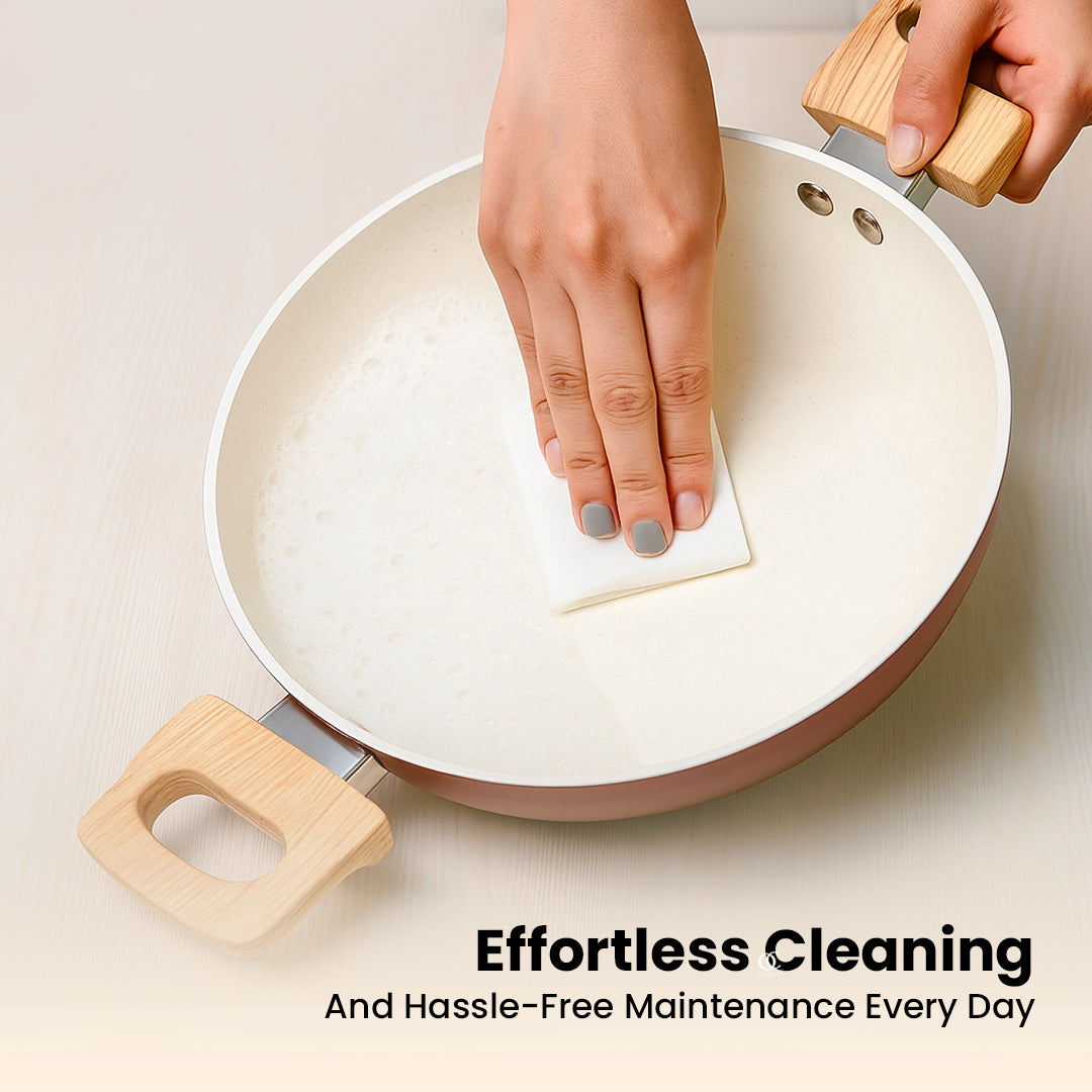 Ceramic Cookware Non Stick Set Combo | ISI Certified | Frying pan | Kadai | Tawa - Red