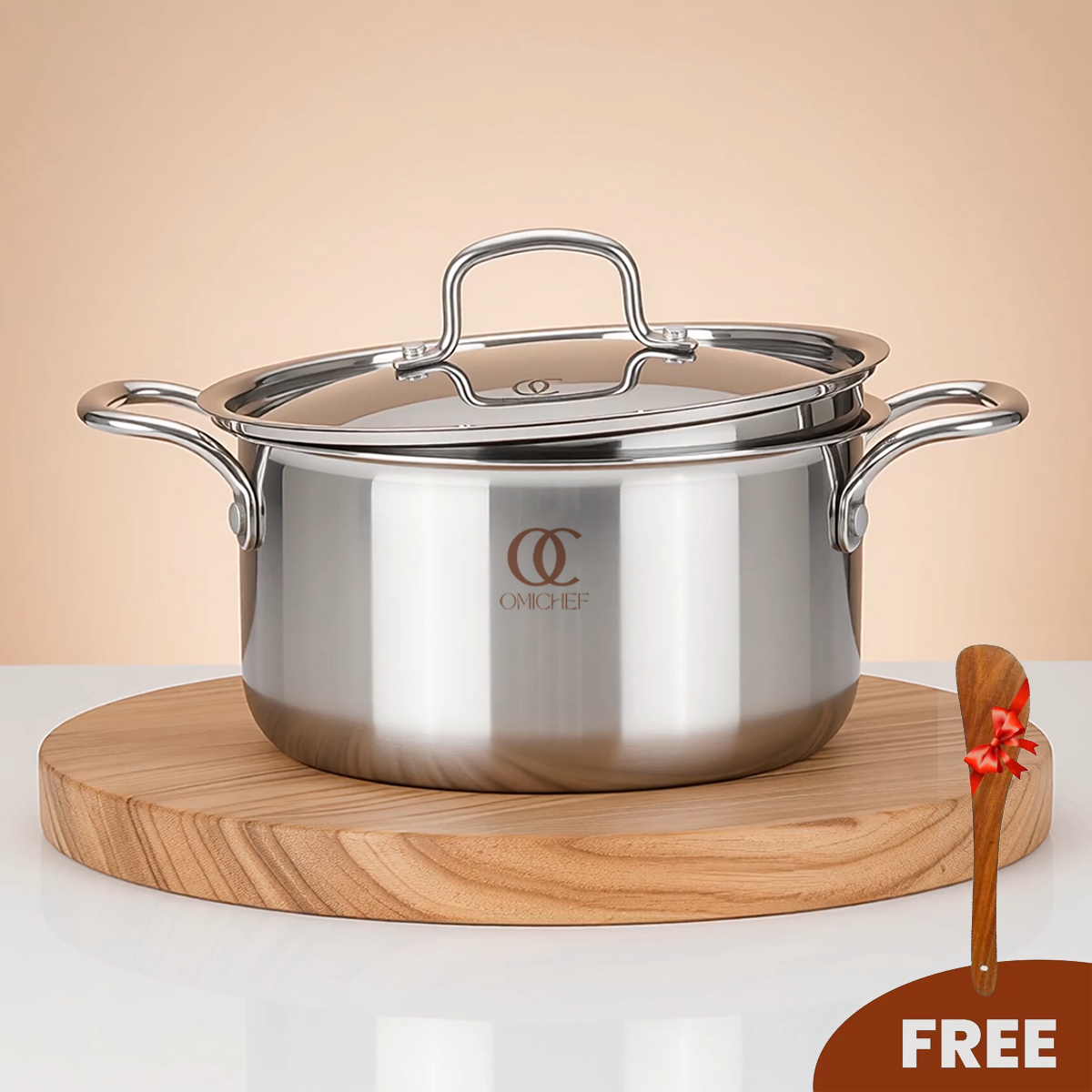 Trimax Tri-ply Stainless Steel Biryani Pot/ Casserole/ Sauce Pot with Steel Lid 3.5L/4.3L/5.3L, Premium Quality, 3 Layer Thick Body, 100% Toxin-free, Non-stick, Induction & Gas