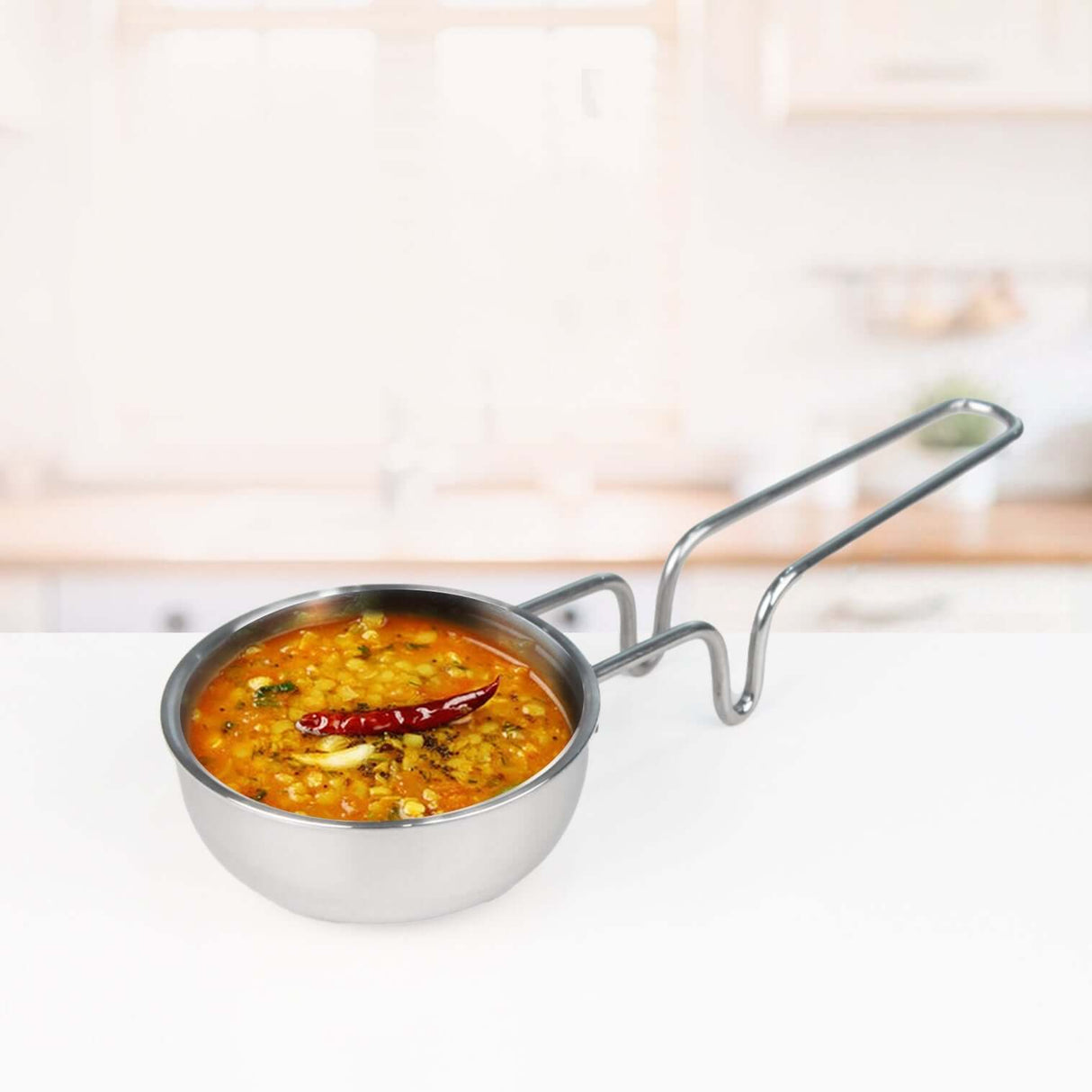 Triply Stainless Steel Tadka Pan Large - 300 ml,11 cm | Balance Design Handle | Vagar Pan for Spice Tempering/Seasoning | Chauk Pan & Induction Friendly Tadkapan OmiChef