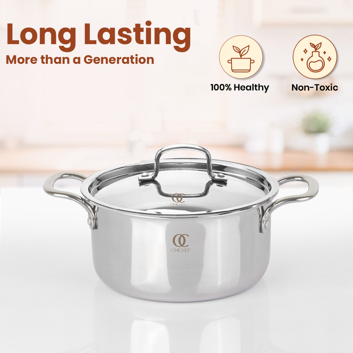 TRIMAX Triply Casserole/Dutch Oven/Biryani Pot with Free Spatula OmiChef