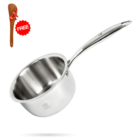TRIMAX Triply Saucepan Set with Ergonomic Handle | Free Spatula- Premium Quality OmiChef