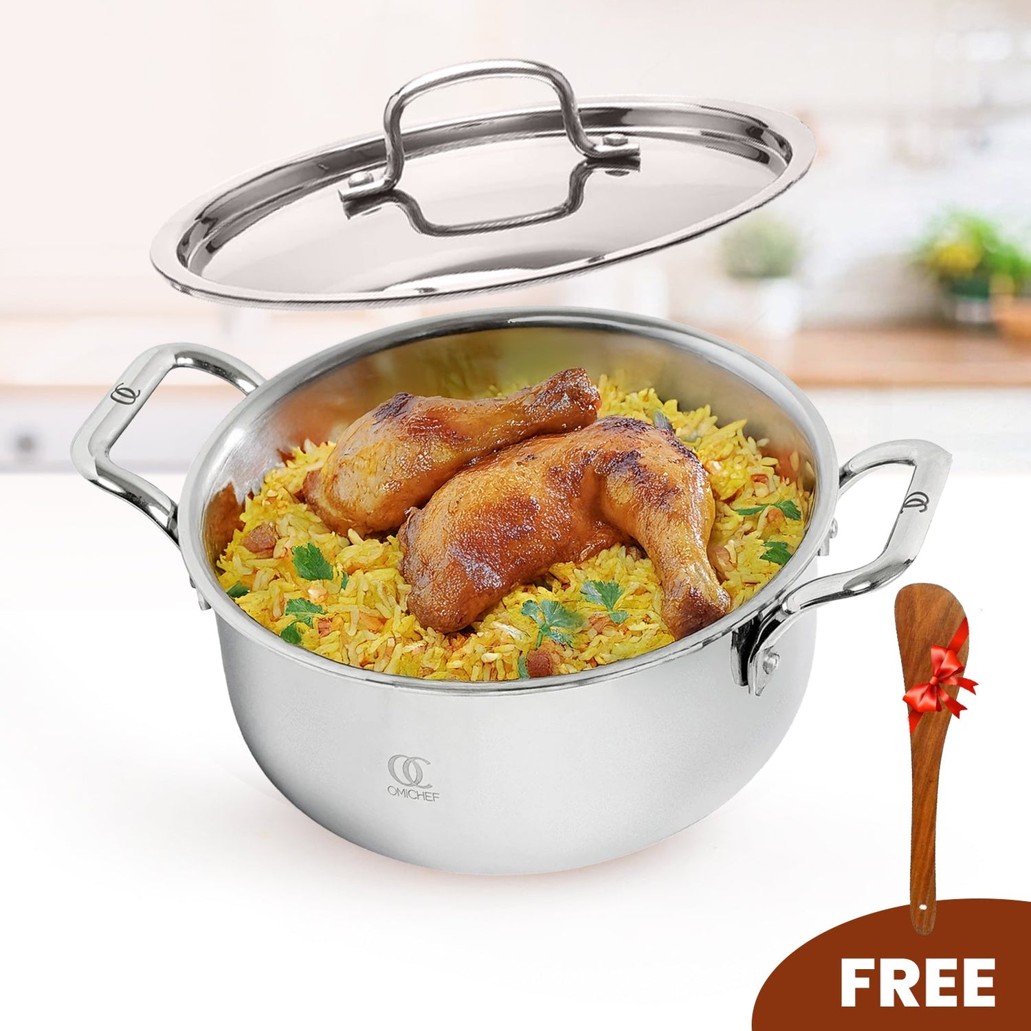 TRIMAX Triply Casserole/Dutch Oven/Biryani Pot with Free Spatula OmiChef