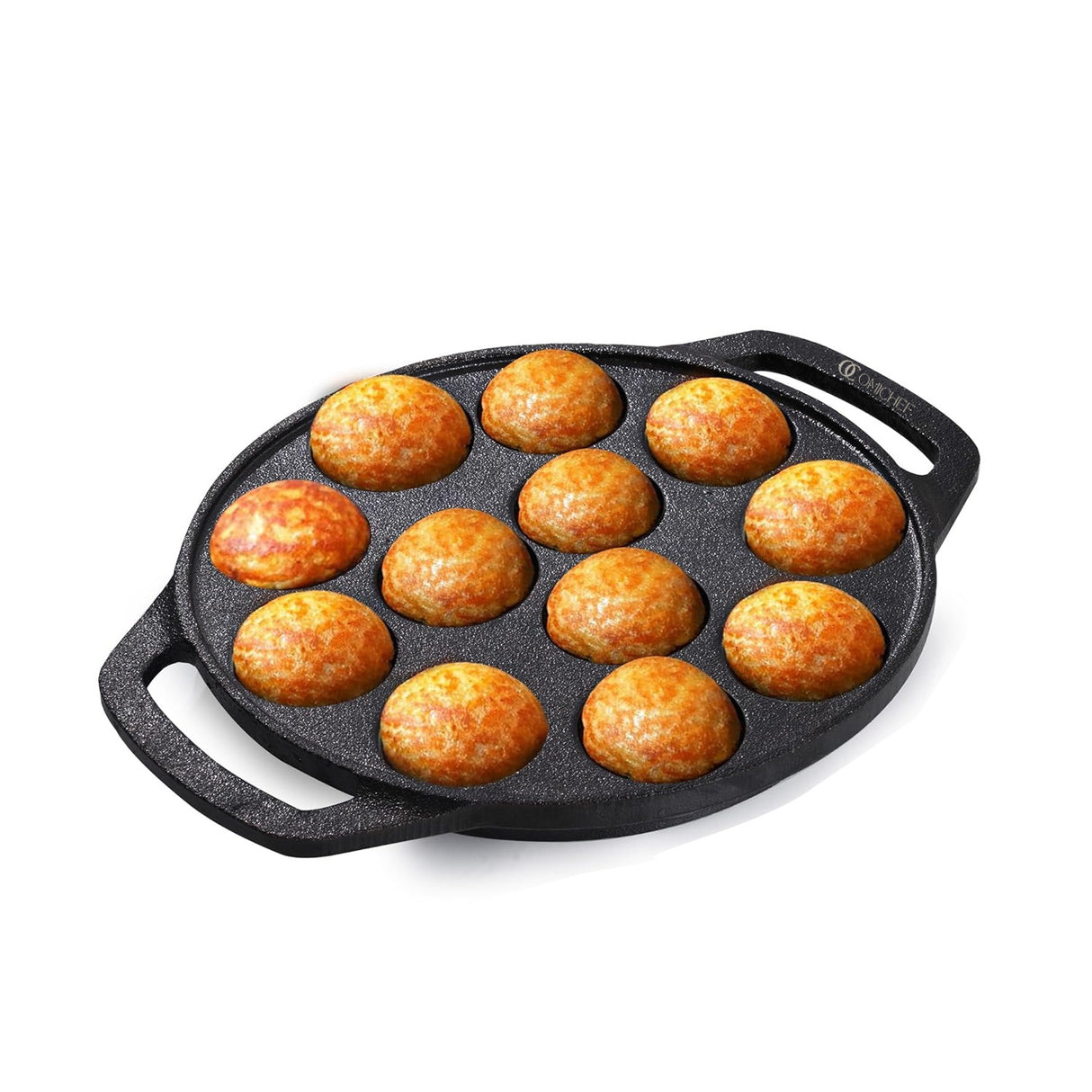 Omichef Cast Iron Paniyaram Pan | 12 Pit | Durable, Even-Heat Cast Iron
