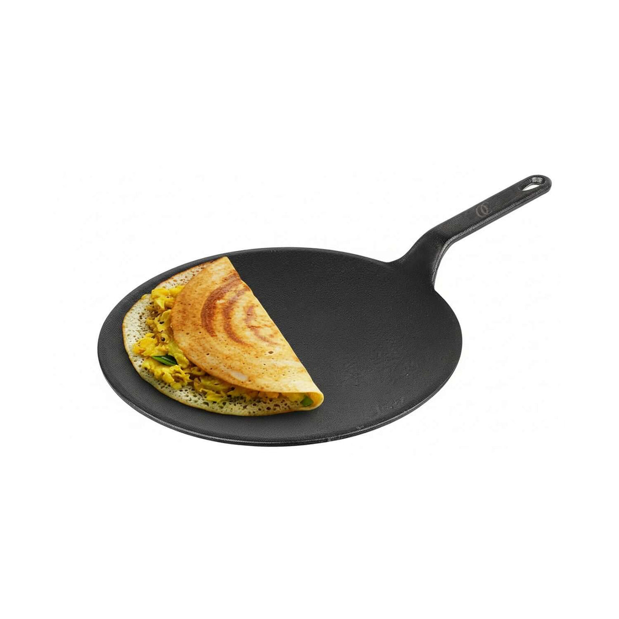 Omichef Cast Iron Roti Tawa | Flat Pre-Seasoned Tawa for Roti, Paratha & Chapati | Even Heat | Gas & Induction Compatible