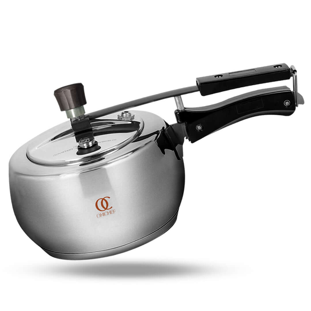 Trio Sandwich Bottom Stainless Steel Pressure Cooker - Inner Lid Induction & Gas Compatible OmiChef