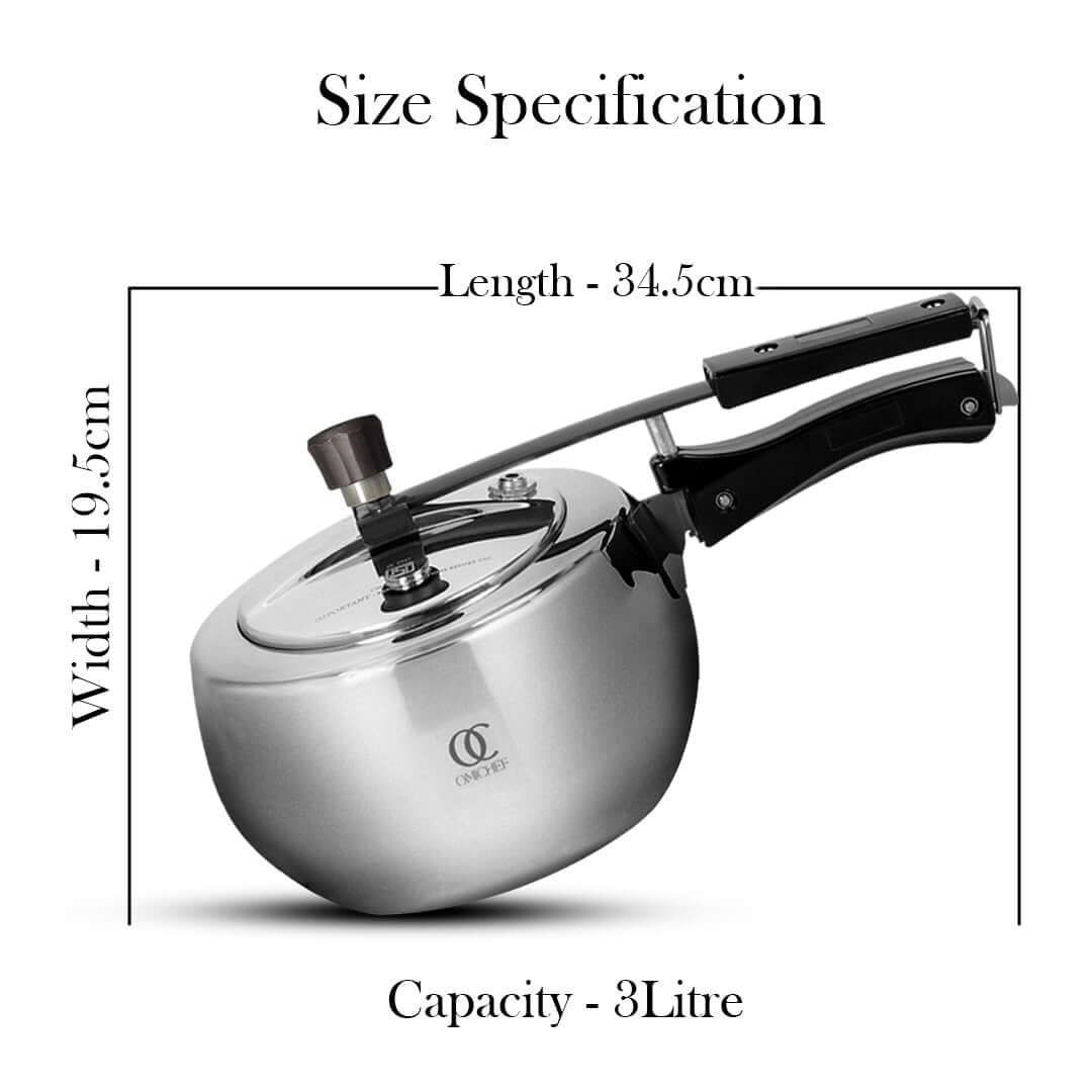 TRIMAX Triply Stainless Steel Pressure Cooker  Inner Lid Induction & Gas Compatible OmiChef