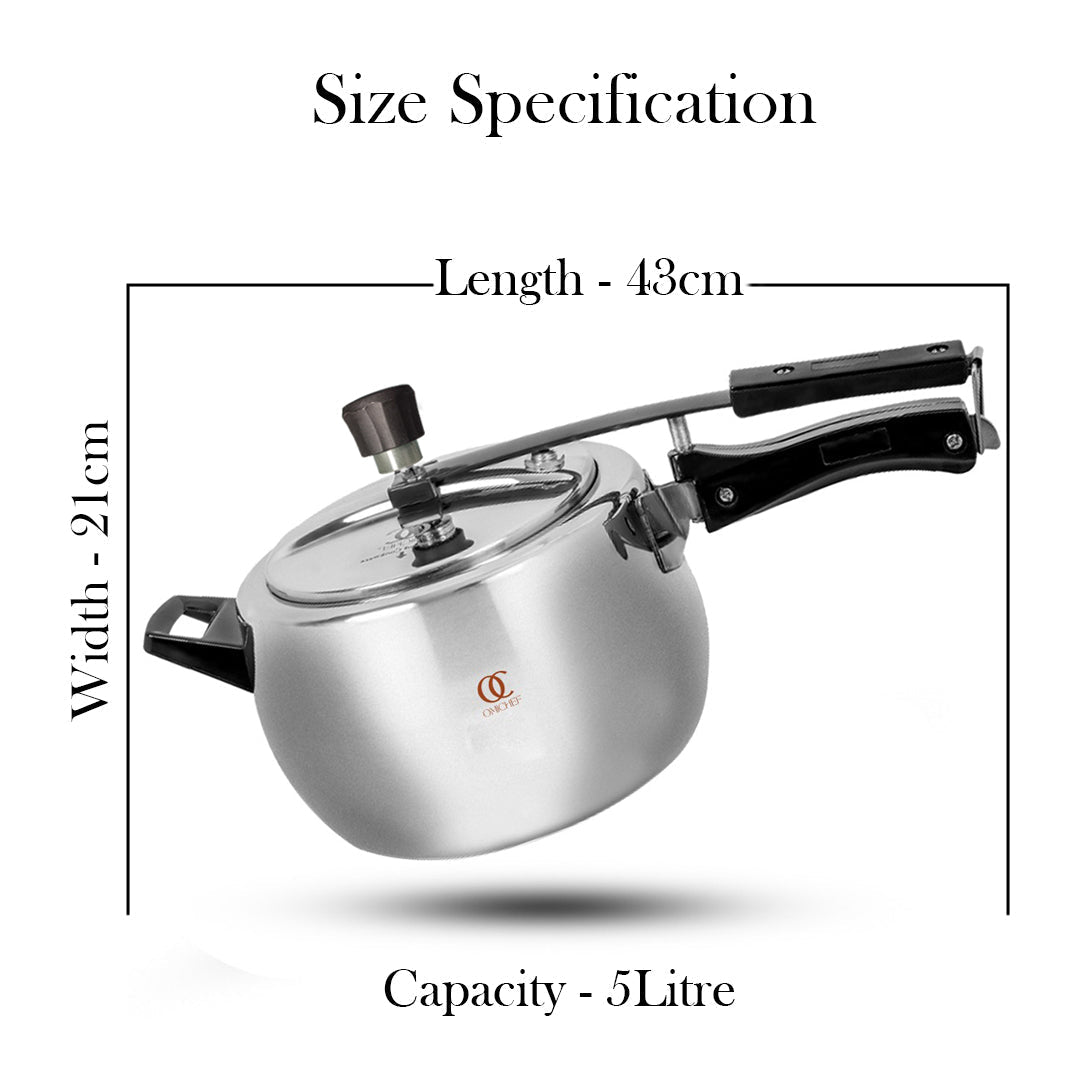TRIMAX Triply Stainless Steel Pressure Cooker  Inner Lid Induction & Gas Compatible OmiChef