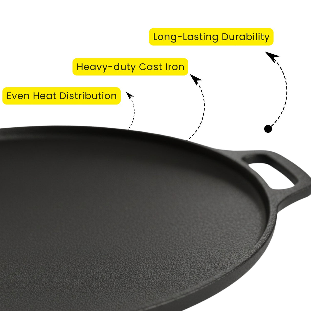 Omichef Pre-Seasoned Cast Iron Dosa Tawa 30.1 cm / 11.9 Inch (3 kg) | Heavy Duty Flat Tawa for Crispy Dosa, Chilla & Paratha | Gas & Induction Friendly