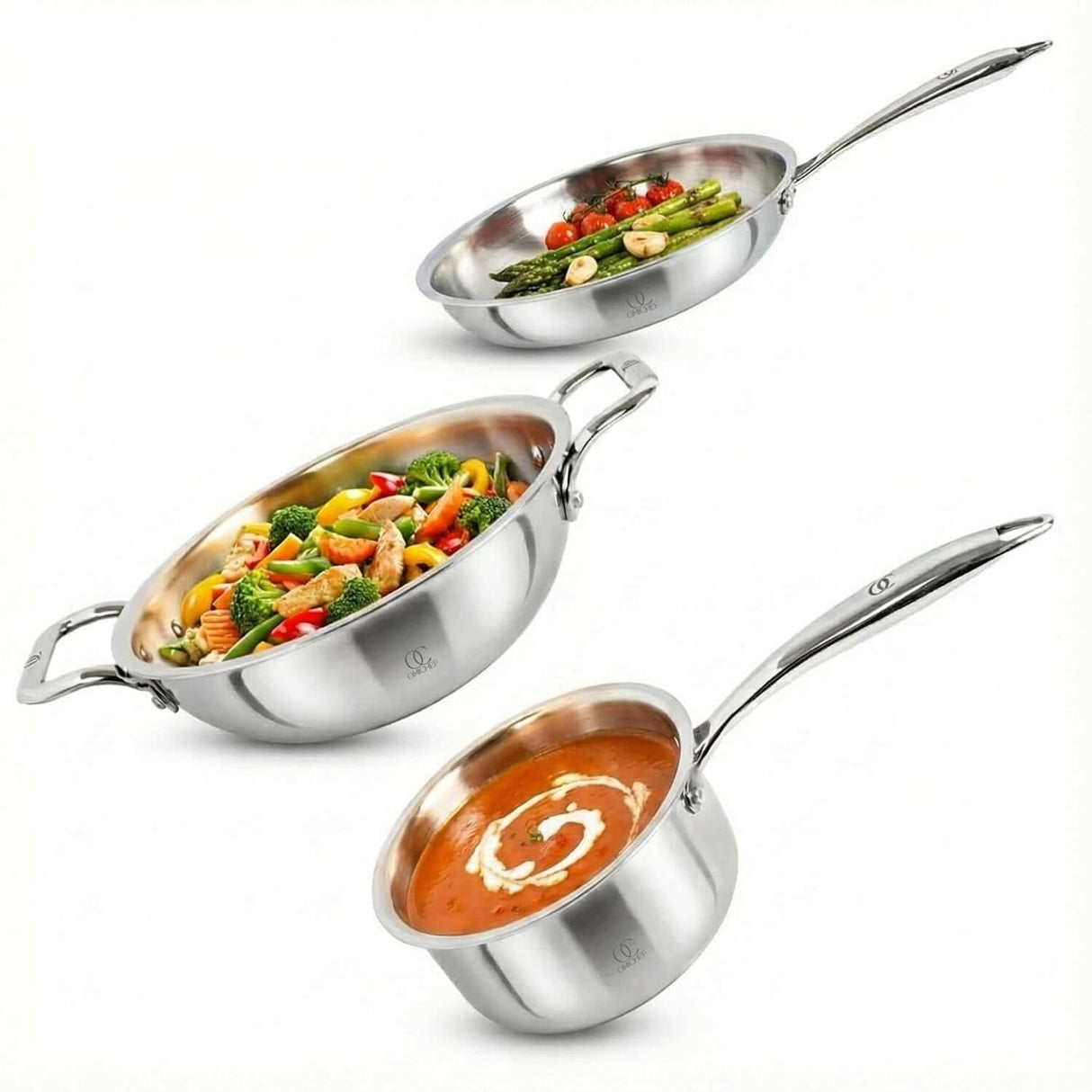 Triply Cookware Set | Kadai, Frypan & Saucepan (HCH)