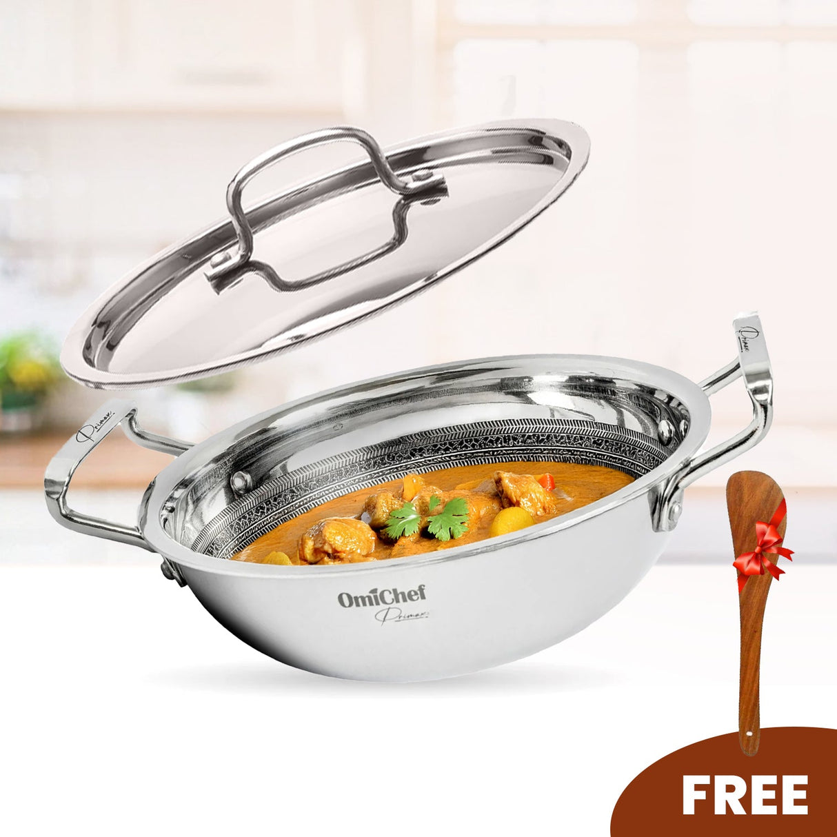 FLEX Triply HoneyComb Kadai with Free Spatula OmiChef