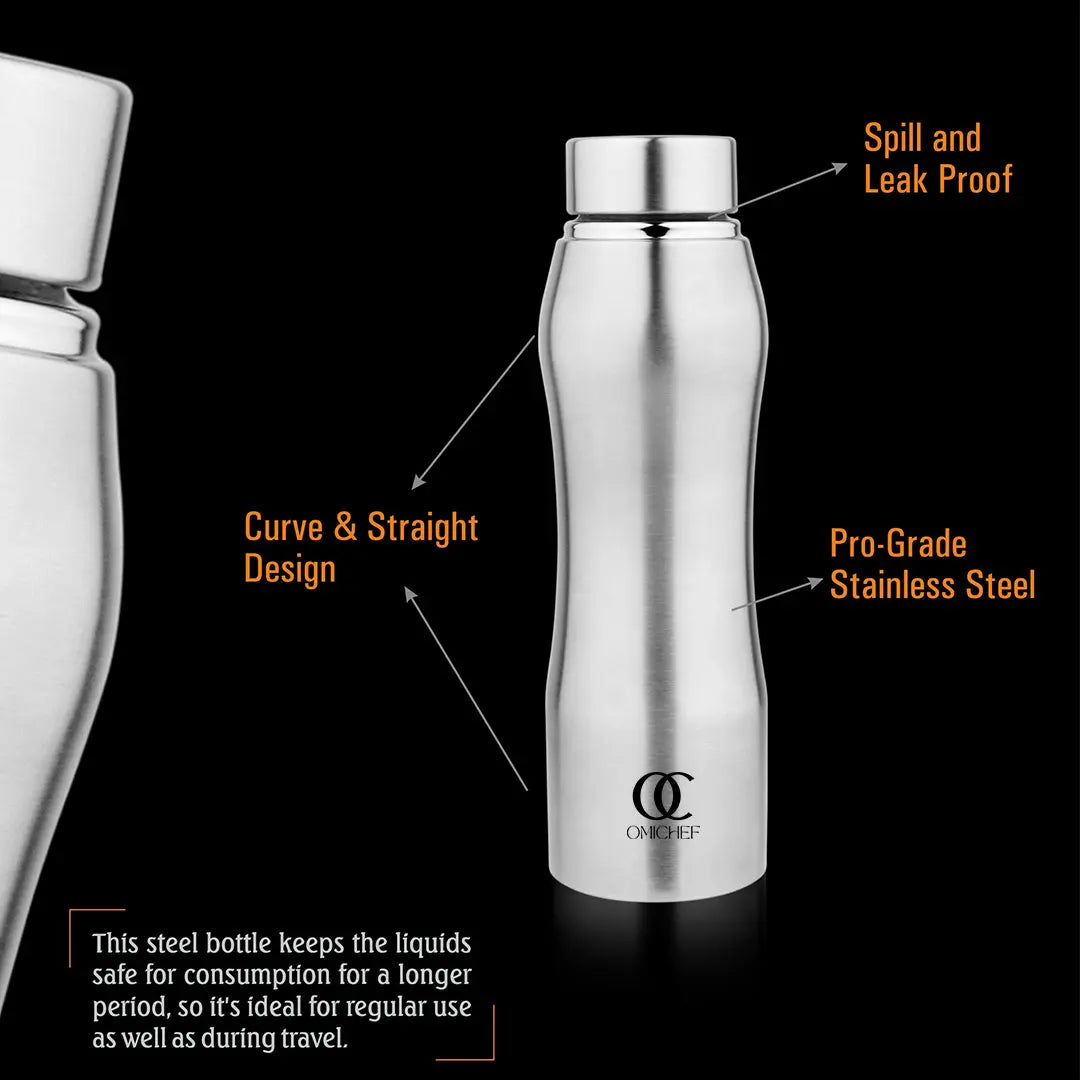 UniSteel Curvy Fridge Bottle- Capacity 1 Litre OmiChef