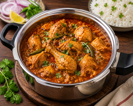 Juicy Chicken Curry Made Easily In Triply Steel Cooker