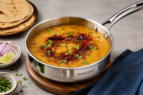 Restaurant-Style Dal Tadka In Omichef Triply Steel Tadka Pan