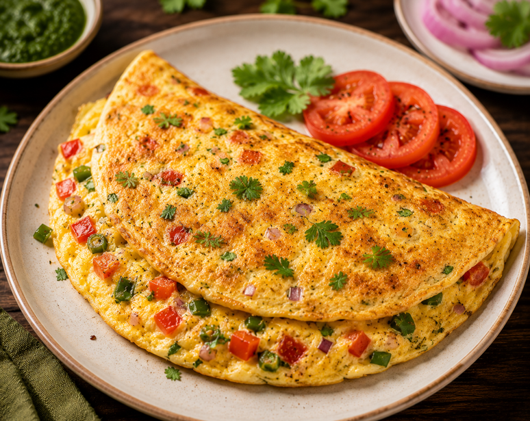 Classic Masala Omelette (Fluffy & Evenly Cooked)