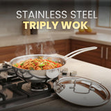 Omichef PRIMAX Elite Premium Triply Cookware Set – Kadai, Frypan & Wok with Lid