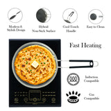 Omichef Triply Stainless Steel Honeycomb Roti Tawa | Thick 4mm, 1kg | Induction Friendly Tawa | Non-Stick 3 Layer Body, with Non Toxic Non-Stick Coating with Riveted Handle OmiChef