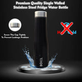 Black Hi-Rise Stainless Steel Water Bottle Single Wall 1 Litre