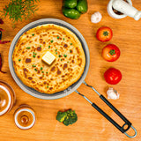 Omichef Triply Stainless Steel Honeycomb Roti Tawa | Thick 4mm, 1kg | Induction Friendly Tawa | Non-Stick 3 Layer Body, with Non Toxic Non-Stick Coating with Riveted Handle OmiChef