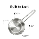 Elite Triply Stainless Steel Kitchen Saucepan set of 2 with Free Spatula- Induction compatible OmiChef