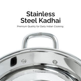 TRIO Stainless Steel Sandwich Bottom Kadai with Free Spatula OmiChef