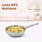 Triply Stainless Steel Wok with Pipe Handles ,1.9L/3.1L, 3-Layer Premium Quality, 3 Layer Thick Body, 100% Toxin-free, Non-stick, Induction & Gas