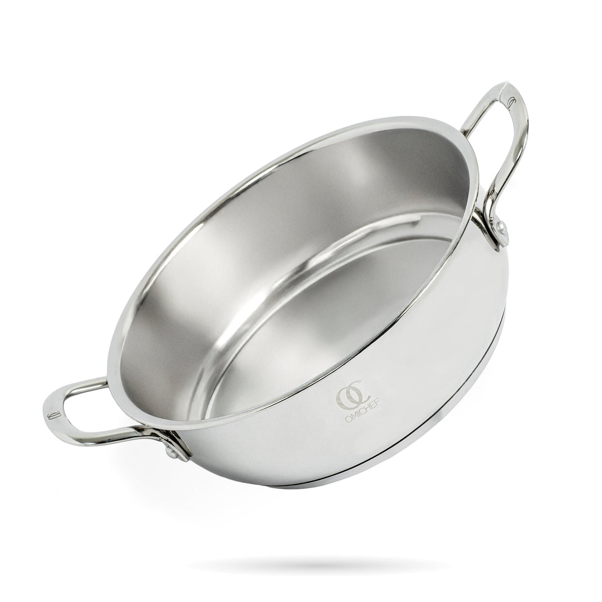 TRIO Stainless Steel Sandwich Bottom Kadai with Free Spatula OmiChef