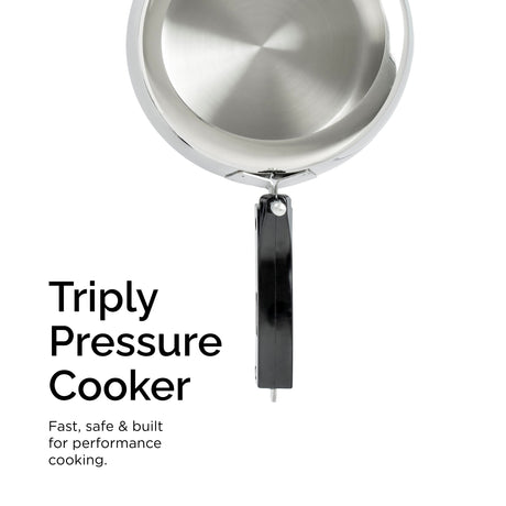 TRIMAX Triply Stainless Steel Pressure Cooker  Inner Lid Induction & Gas Compatible OmiChef