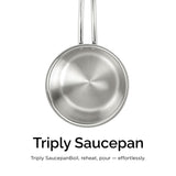 Elite Triply Stainless Steel Kitchen Saucepan set of 2 with Free Spatula- Induction compatible OmiChef
