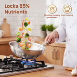 Triply Stainless Steel Wok with Lid, 1.9L/2.35L/3.1L, Premium Quality, 3 Layer Thick Body, 100% Toxin-free, Non-stick, Induction & Gas