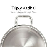 TRIMAX Premium Triply Kadai with Lid + Free Spatula, Premium Quality OmiChef