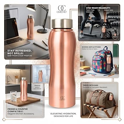 Omichef Stainless Steel Water Bottle 1L Copper Finish