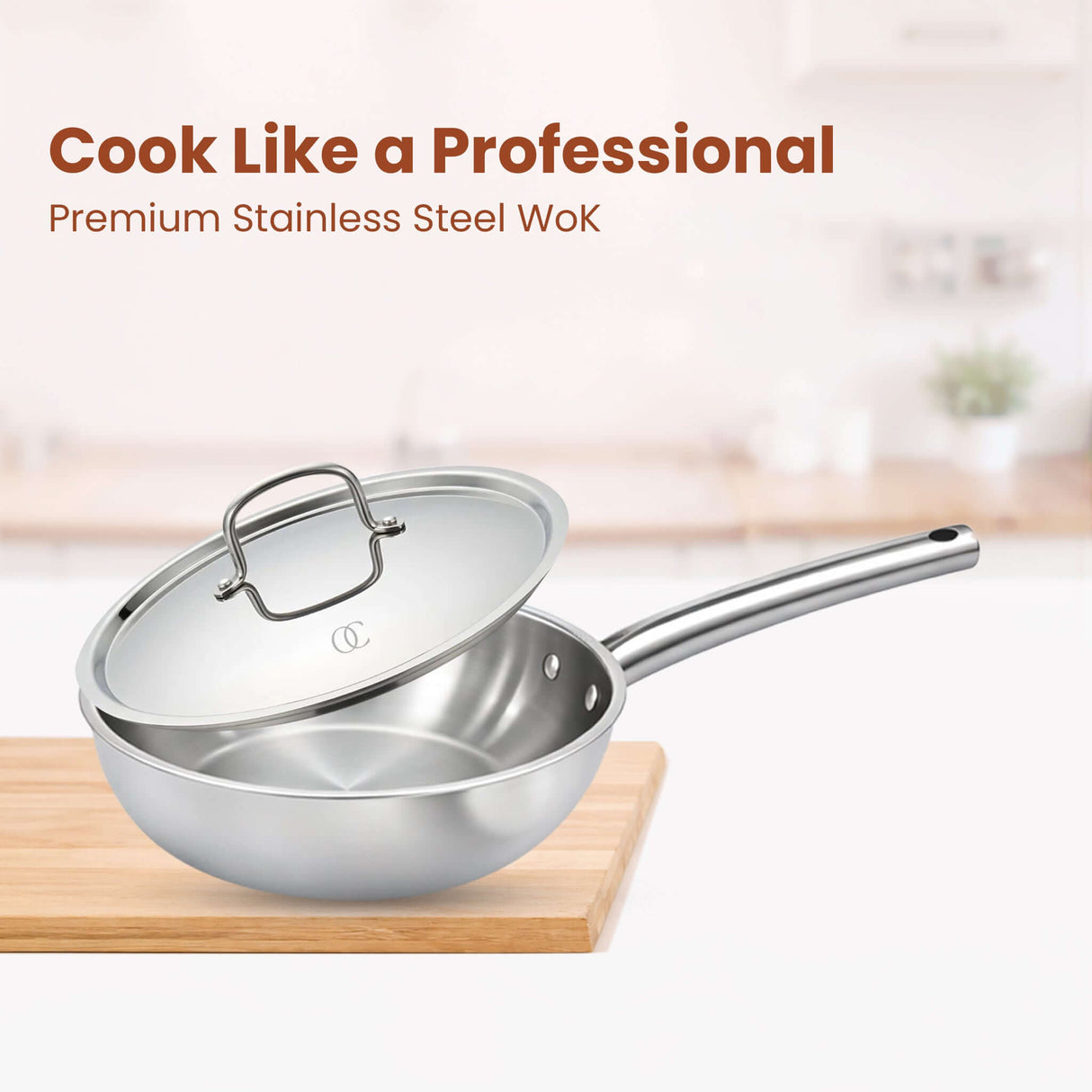 Triply Stainless Steel Wok with Pipe Handles ,1.9L/3.1L, 3-Layer Premium Quality, 3 Layer Thick Body, 100% Toxin-free, Non-stick, Induction & Gas