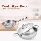 Triply Cookware Set | Kadai & Frypan Set with Pipe Handle