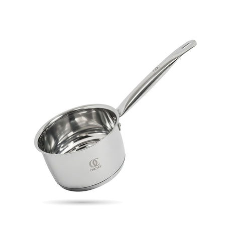 TRIO Stainless Steel Saucepan Set of 2 with Hollow Handle - Sandwich Bottom Cookware with Free Spatula | Induction Compatible OmiChef