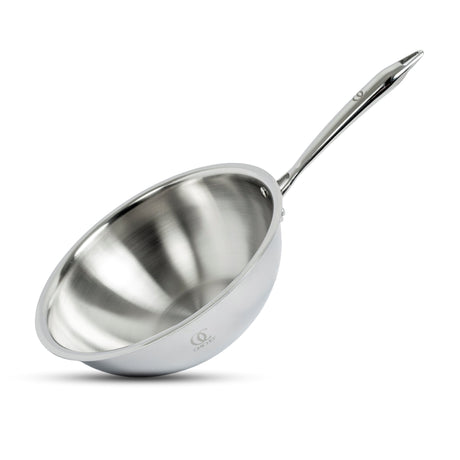 TRIMAX Triply Stainless Steel Wok with Lid with Free Spatula - Premium Quality OmiChef
