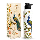 Omichef Stainless Steel Single Wall Peacock Floral Print 1000ML